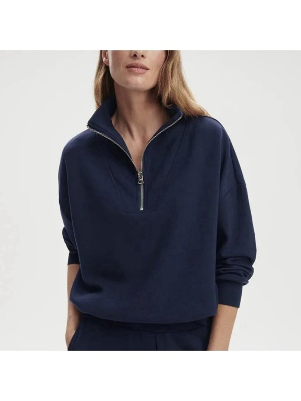 Varley Hawley Half Zip Sweatshirt Navy Blue DoubleSoft Women’s Size Medium